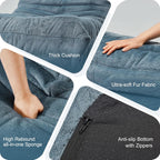 Bean Bag Chairs for Adults Giant Bean Bag Chair Memory Foam BeanBag Chair Bean Bag Sofa with Filler Faux Fur Fireside Beanbags Lazy Sofa for Living Room Bedroom Office (Bluegrey Plush, Single)