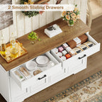 Buffet Cabinet with Storage and 2 Drawers, Large Sideboard Buffet Cabinet with Adjustable Shelves and Doors, Modern Coffee Bar Cabinet, White