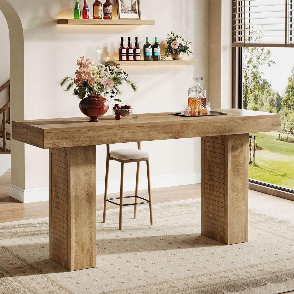 Tribesigns 70.9" Extra Long Bar Table, Rectangular Counter Height Pub Table, Modern Farmhouse Bar Height Table Home Bar Units for Kitchen Island, Bistro, Brown