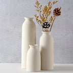 CEMABT Beige Ceramic vase Set-3 Flower vases for Decor,Modern Boho Farmhouse Home Decor,Decorative vase for Pampas Grass&Dried Flowers,idea Shelf,Table,Bookshelf