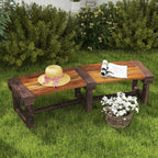 Tree Garden Bench, Brown Wooden Semicircular Outdoor Round Bench Wrap Around Park Seat for Yard Patio Deck Lawn Backyard Tree Surround Seating