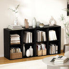 8 Cube Storage Organizer, 11 in Black Cube Shelf, Wood Cubby Storage Organizer with Back Panel & Open Compartments, Vertical or Horizontal Cube Bookshelf Bookcase for Living Room, Bedroom, Entryway