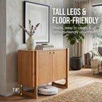 Apollo Mid-Century Modern Wooden Accent Cabinet, Buffet and Media Console, Storage Cabinet with Solid Wood Legs, Soft-Closed Hinges and Adjustable Shelves (Light Oak)