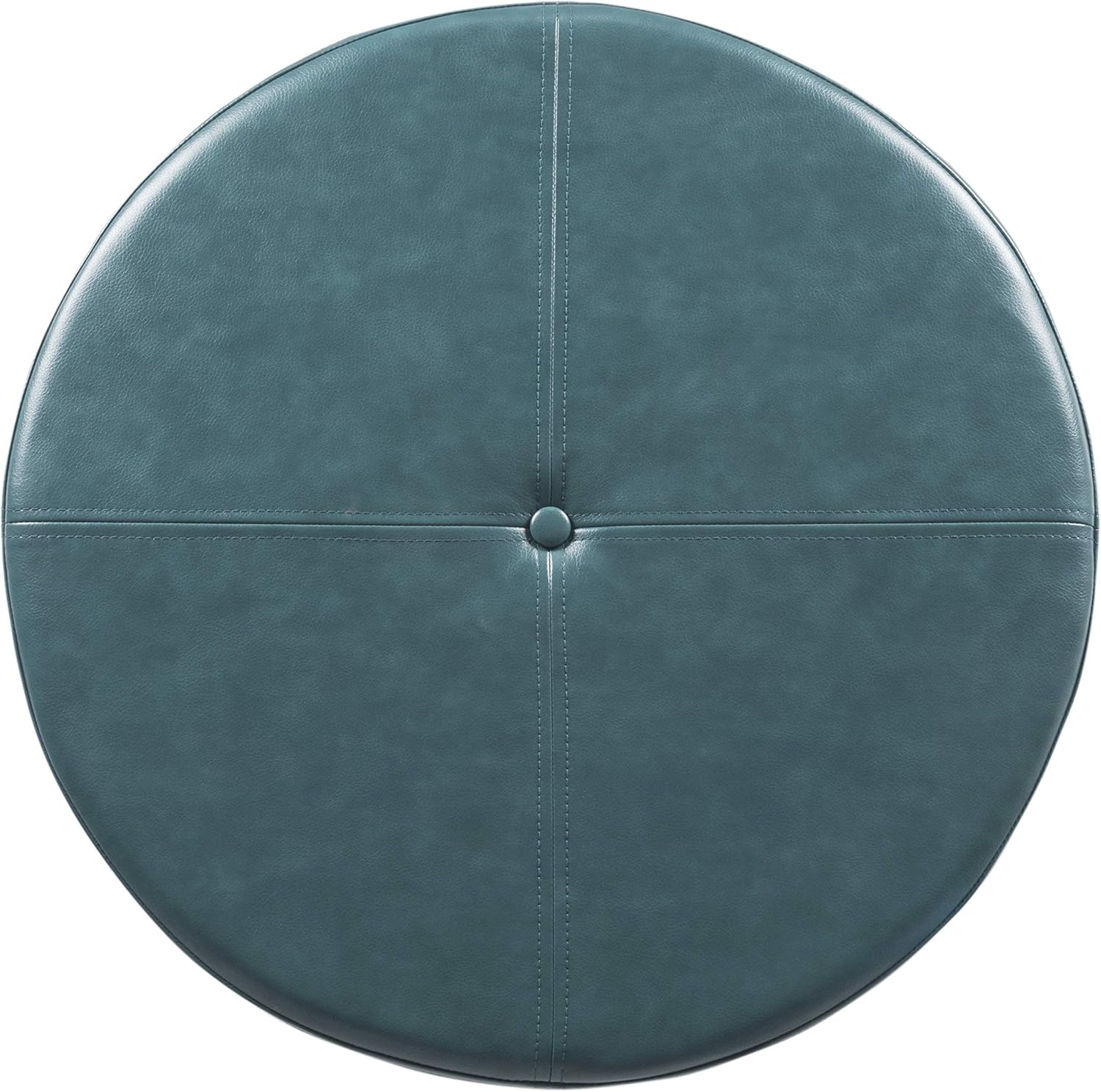 HomePop Round Leatherette Storage Ottoman with Lid, Teal