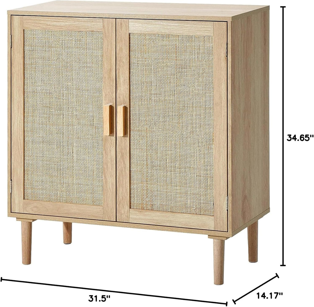 VEVOR Sideboard Cabinet, Buffet Cabinet with 2 Magnetic Doors and Adjustable Shelves, Sideboard Buffet for Hallway, Entryway, Living Room, or Kitchen, Natural