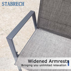 Outdoor Bar Stools Set of 2, 44'' Patio Bar Chairs with Textile High Back, Bar Height Chairs with Straight Armrest and Footrest, Grey