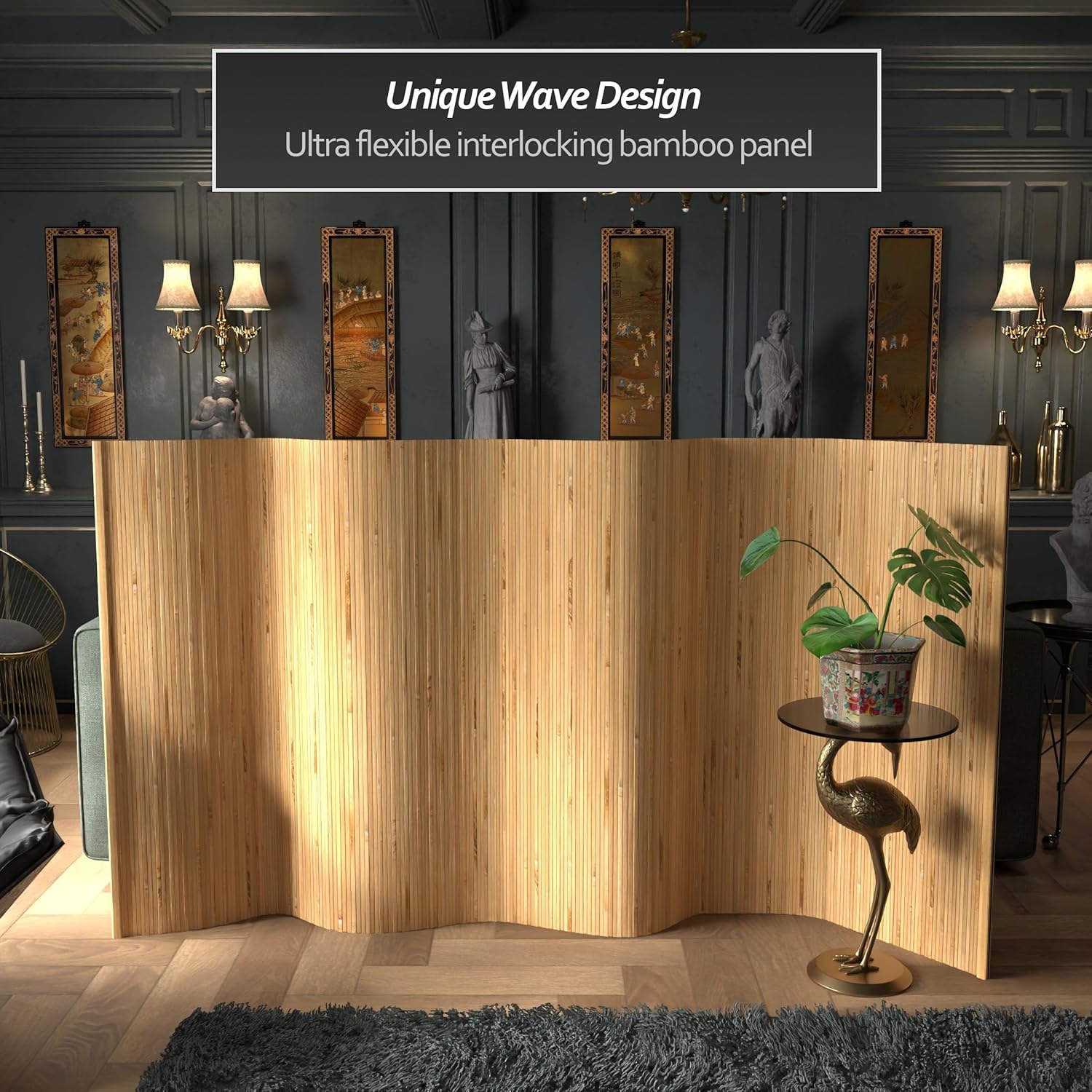 4 ft. Tall Reversible Bamboo Wave Screen - Burnt Bamboo