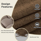 AddGrace Non-Slip Kitchen Chair Cushions Set of 2, D-Shape Dining Chair Pads with Ties, Tufted Seat Cushions for Kitchen and Dining Room, 18 x 16.5 x 3 inch (46 x 42 x 7.6 cm), Brown