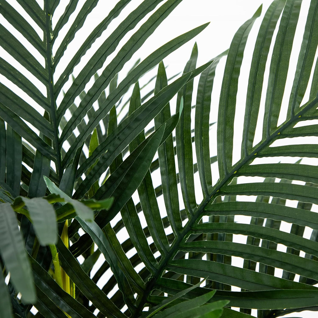 Nearly Natural 4ft Golden Cane Palm, Double Stalk Artificial Tree With Lush Realistic Foliage Maintenance Free Indoor Faux Palm Plant For Living Room, Easy Setup, Perfect Tropical Decoration