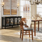 RoyalCraft 63'' Sideboard Buffet Cabinet with Storage, Accent Cabinet Credenza with 4 Doors and Adjustable Shelves, Vintage Media Console for Entryway, Living Room, Kitchen, Satin Black