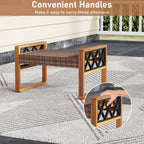 Tangkula Rattan Wicker Outdoor Ottoman Set of 2, Patio 3-in-1 Footstools with Removable Cushions, Additional Seating and Side Tables for Porch, Backyard & Poolside (Off White)