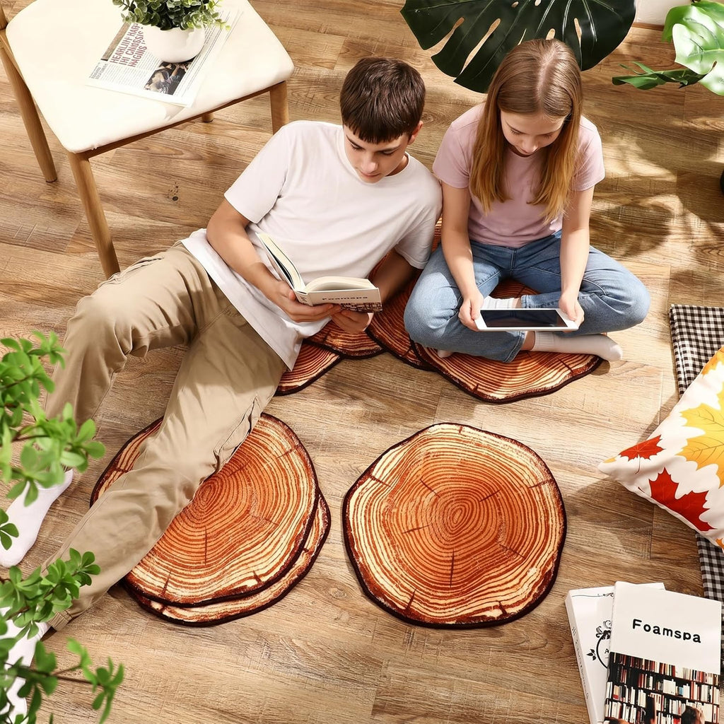 12 Pcs Round Carpet Rugs 15 Inch Non Slip Accent Mats Soft Plush Floral Floor Mats for Living Room Bedroom Entryway Vanity Dorm Apartment Home Decor (Stump)