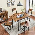 VASAGLE Extendable Dining Set, Dining Table with 2 Chairs, for Kitchen, 33.3-47.3 Inches Wide, Steel Frame, Rustic Brown and Ink Black LDC092B01V1-03