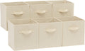 Amazon Basics Collapsible Fabric Storage Cubes Organizer with Handles, Sturdy Storage Bins for Organization, 10.5" x 10.5" x 11", Beige, 6-Pack