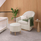 Evolur Luna Swivel Chair & Ottoman with 360-degree Swivel and Soft, Plush Fabric and Sleek Design, Sturdy Wooden Base