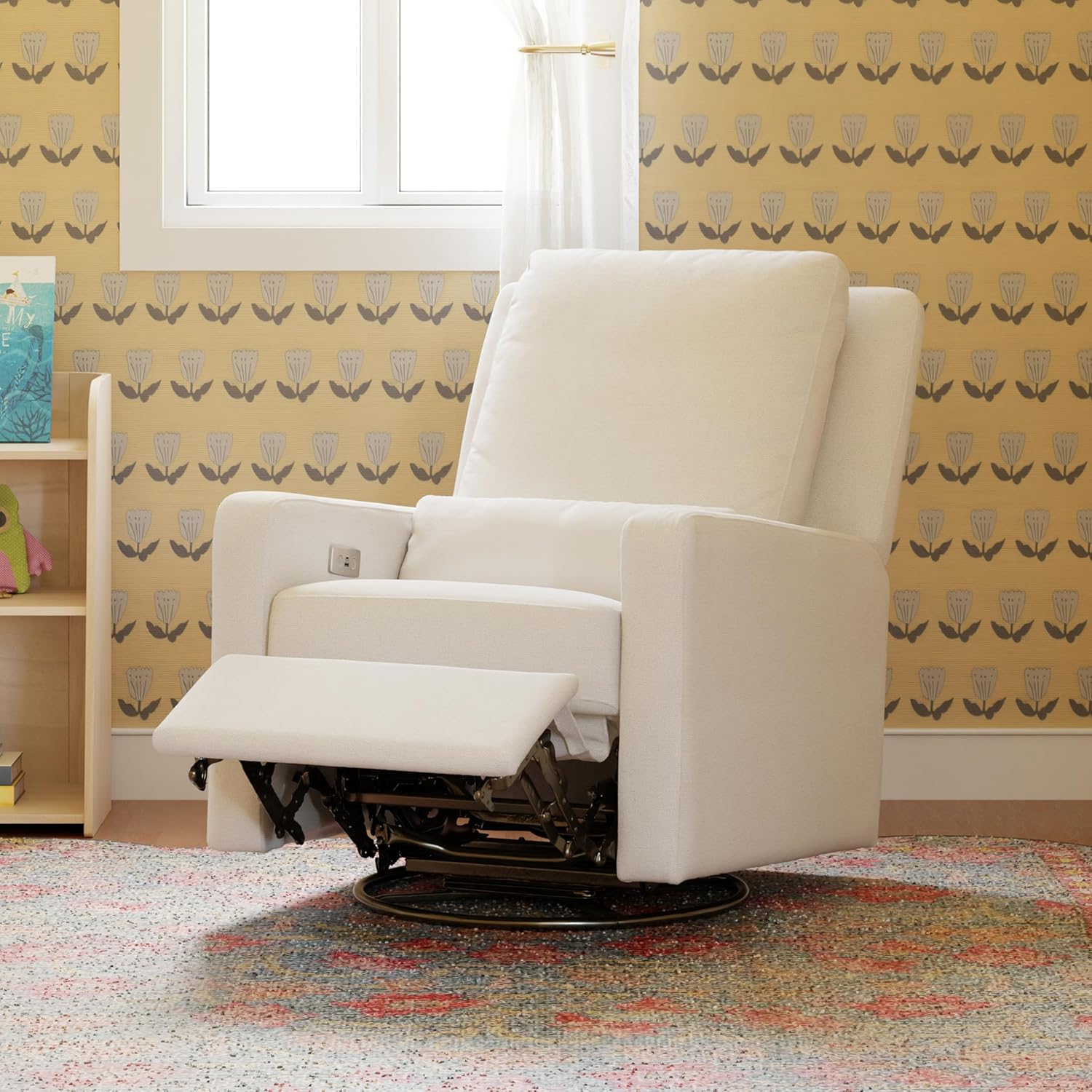 Babyletto Sigi Electronic Power Recliner and Glider with USB Port in Performance Cream Eco-Weave, Water Repellent & Stain Resistant, Greenguard Gold and CertiPUR-US Certified