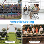 HealSmart 10-Pack Plastic Folding Chair, Portable Chair with Metal Frame, 330lb Capacity, Foldable and Stackable Chairs for Wedding, Party, Picnic, Office, Indoor/Outdoor Dining, Black