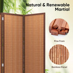 JOSTYLE 4 Panel Folding Privacy Screens 6ft Bamboo Freestanding Room Dividers, 70.9" H x 79" W