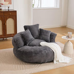 Oversized Round Chair with Pillows, Chaise Lounge Chair, Modern Cloud Lounge Floor Sofa, Ultra Soft Fluffy Deep Seat for Reading & Relaxing, Perfect for Living Room, Bedroom & Apartment Dark Gray
