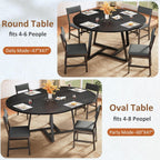 HUAHUU 60" Dining Table Set for 4-8, 5-Piece Extendable Round to Oval Kitchen Table Cushion Chairs Set of 4, Metal Frame & MDF Board, Space-Saving for Small Apartment, Black Wood Grain