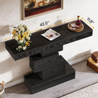 Tribesigns 42.5" Farmhouse Console Table, Narrow Wood Sofa Table Behind Couch with Geometric Base, Industrial Entryway Accent Table for Living Room, Hallway, Entrance (Black)