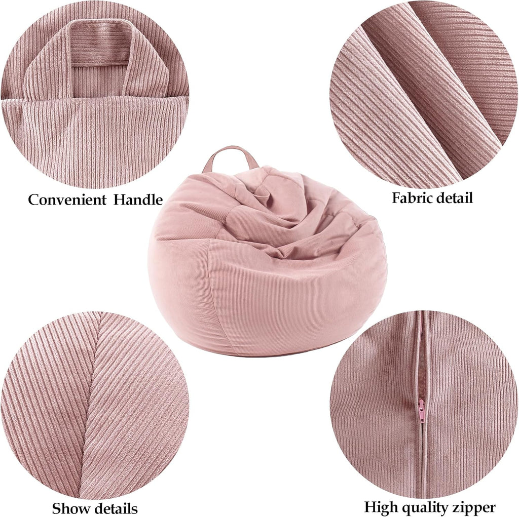 LPMOERA Stuffed Animal Storage Bean Bag Chair Cover (No Filler) For Kids and Adults.Soft Stuffable Bean Bag For Organizing Children Plush Toys or Memory Foam Caramel S for Kids
