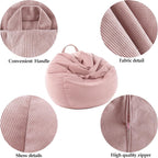 LPMOERA Stuffed Animal Storage Bean Bag Chair Cover (No Filler) For Kids and Adults.Soft Stuffable Bean Bag For Organizing Children Plush Toys or Memory Foam Caramel S for Kids