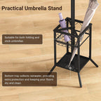 ELYKEN Coat Rack Freestanding, Metal Coat Rack with Umbrella Holder | 12 Hooks, Square Base, Heavy Duty Floor Standing Coat Tree for Entryway, Hallway, Living Room, Bedroom, Office, Black