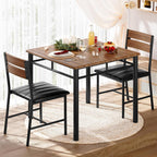 IRONCK Dining Table Set for 2, Small Kitchen Table with Upholstered Chairs for Kitchen & Dining Room, Compact Dining Set for Small Spaces, Walnut