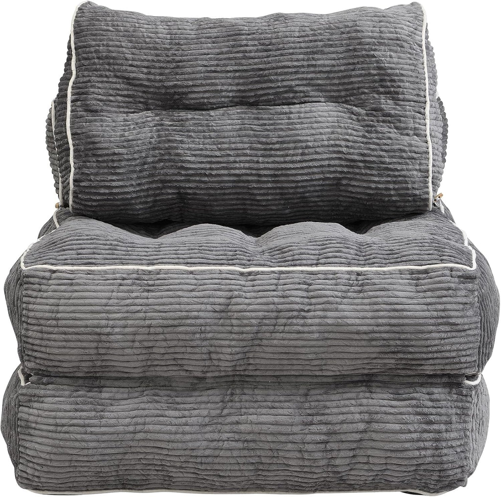 Convertible Foldable Sofa Bed with Pillow & Back Support, Portable Fold Out Floor Lounge for Living Room Bedroom, Dark Grey
