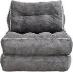 Convertible Foldable Sofa Bed with Pillow & Back Support, Portable Fold Out Floor Lounge for Living Room Bedroom, Dark Grey