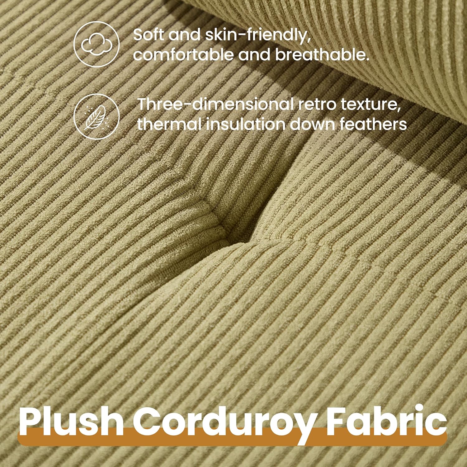 Folding Sofa Bed Convertible Sleeper Sofa with Pillow Modern Tufted Folding Couch Bed Lazy Chair Floor Futon for Living Room Bedroom Apartment Guest Room Green 32IN