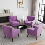 Velvet Accent Chair, Morden Upholstered Armchair for Living Room, Button Tufted Bedroom Side Reading Seat - Purple