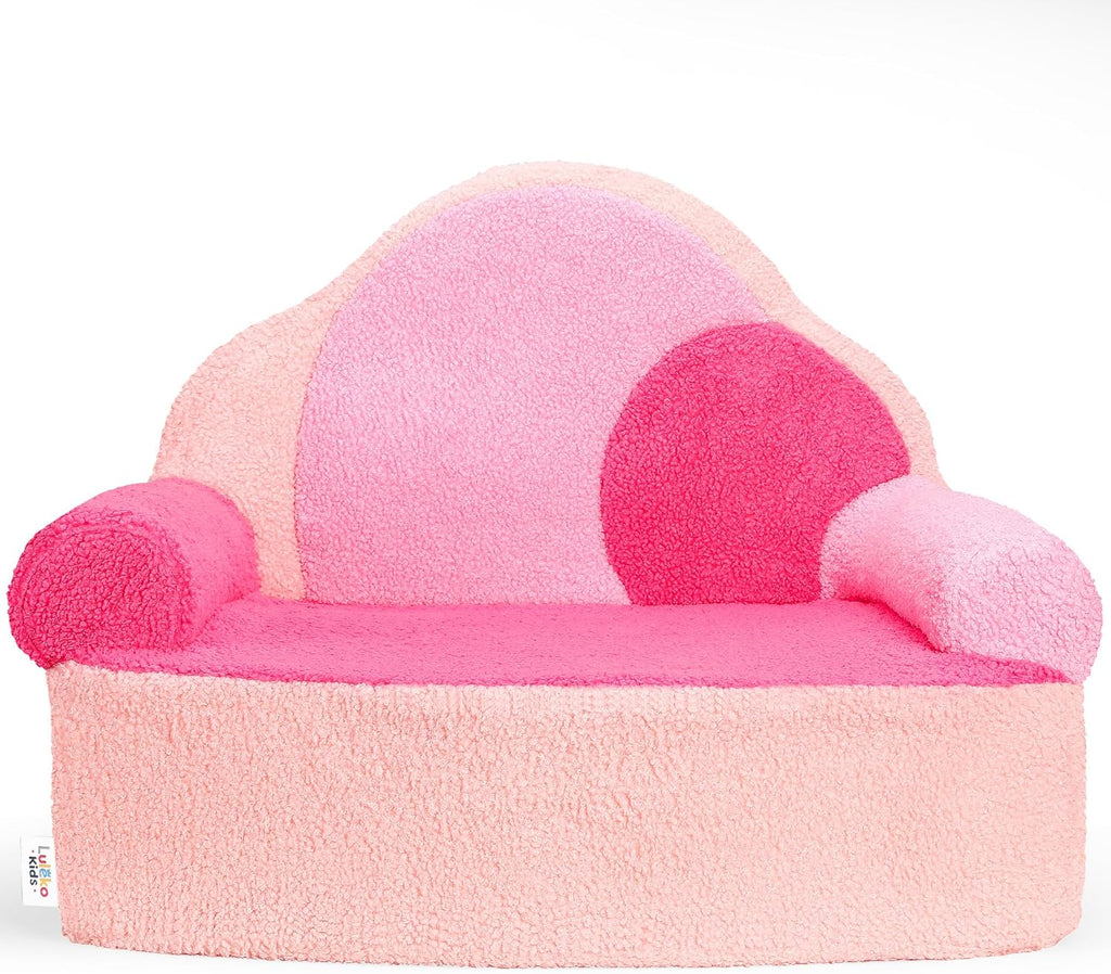 Toddler Foam Chair | Cute Pink Soft Lounge Chair for Toddler Girls Ages 1–4 | Comfy Lightweight Reading Seat for Nursery, Bedroom & Playroom Décor