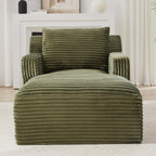 KEIKI 65.4" Indoor Single Chaise Sofa, Oversized Corduroy Lounge Chair for Bedroom & Reading Corner, No Assembly Comfy Sleeper Lounger with High Density Foam & Pocket Spring for Apartment Studio