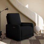 Storkcraft Kyoto Deluxe Extra-Wide Power Recliner Swivel Glider – Premium Electronic Nursery Wide Glider Rocking Chair, Oeko-TEX 100 Certified, Includes Dual-USB Charging Port (Black Boucle)
