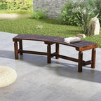 Tangkula Patio Curved Bench Set of 2, Carbonized Wood Dining Bench, Spacious & Slatted Seat, 710 LBS Max Load, 2-Person Wood Fire Pit Bench for Backyard, Garden, Porch