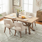 VKNOW Wooden Dining Chairs Set of 4, Modern Fabric Upholstered Dining Room Chair Kitchen Chairs, Farmhouse Dinner Chair for Kitchen Dining Room, Beige