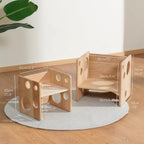 Montessori Weaning Table and Chair Set, Adjustable Toddler Furniture to 1-3 | Solid Wood Material, Multi-Scene Use, Ideal for Learning, Eating and Drawing, Safe Activity Furniture for Baby Boys and Girls