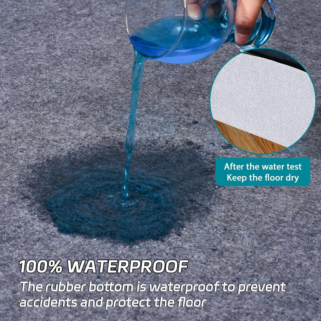 Waterproof Rug Pad Round 1/4Thick Waterproof Non-Slip Rug Pad,Pad for Hardwood Floors,Rug Pads for All Floors and Finishes, Keeps Carpets in Place Soft and Safe（5FT）