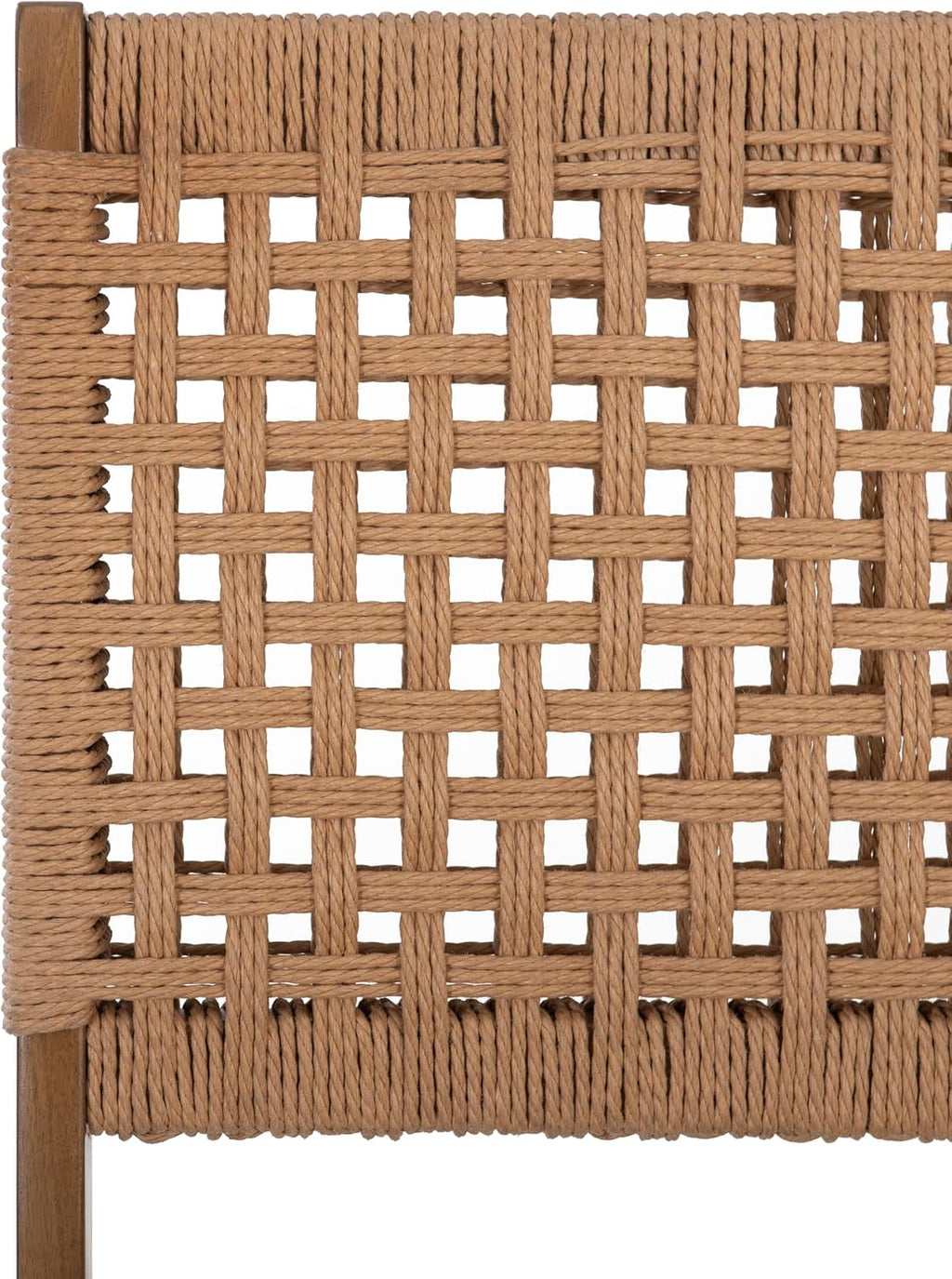 Linon Bennett Natural Folding Chair with Woven Rope Back and Linen Upholstered Seat Set of 2