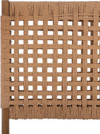 Linon Bennett Natural Folding Chair with Woven Rope Back and Linen Upholstered Seat Set of 2