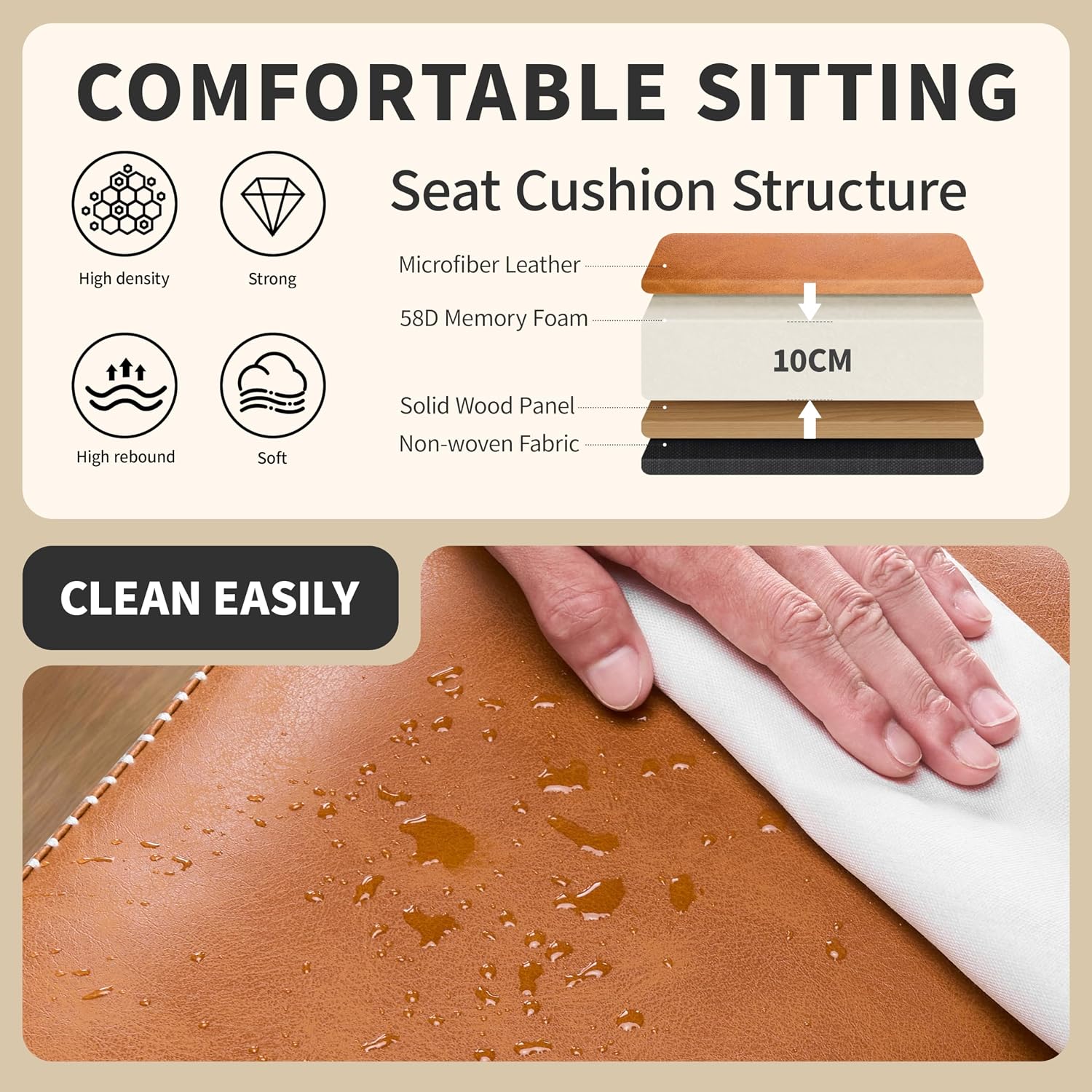 STOOLINK 24 Inch Bar Stools Set of 2, Counter Height Bar Stool for Kitchen Island, Metal Bar Stools for Counter, Modern Kitchen Stools with Sturdy Metal Base and Adjustable Foot Pins, Brown