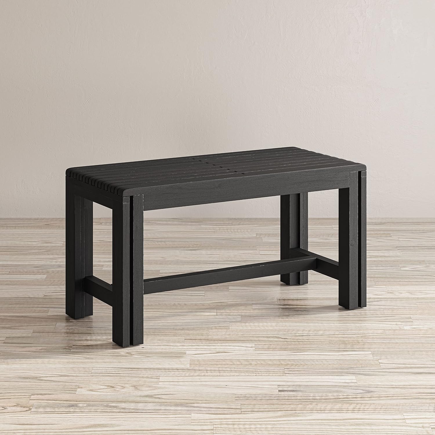 Jofran Global Archive Bradford Extendable Solid Mango Wood Bench, Mid-Century Accent Bench for Living Room Entryway, Grey