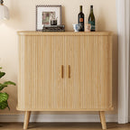 Xixini Sideboard Buffet Cabinet with Sliding Door, 31.5" Wide Fluted Modern Accent Cabinet with Adjustable Shelves, Wood Coffee Bar Buffet Console Table for Kitchen, Dining Room, Living Room, Oak