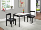 3 Pcs Dry Erase Table Two Chair Set, Black