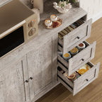67'' Tall Kitchen Pantry Cabinet with Microwave Shelf, Sideboard Hutch Storage Cabinet with Doors, Shelves and Drawers, Wooden Coffee Bar, Sideboard Buffet Cabinets with Storage for Office(Grey)