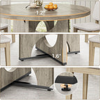 IRONCK 47.2" Round Dining Table for 4-6 People, Wooden Dining Room Table with H-Shape Pedestal Base, Farmhouse Dinner Table, Circle Kitchen Tables for Dining Room, Kitchen, Apartment, Light Gray