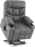 MCombo Power Lift Recliner Chair for Elderly, Electric Lift Chair with Extended Footrest, USB Ports, Cup Holders, Fabric 7287 (Dark Gray, Medium)