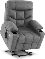 MCombo Power Lift Recliner Chair for Elderly, Electric Lift Chair with Extended Footrest, USB Ports, Cup Holders, Fabric 7287 (Dark Gray, Medium)